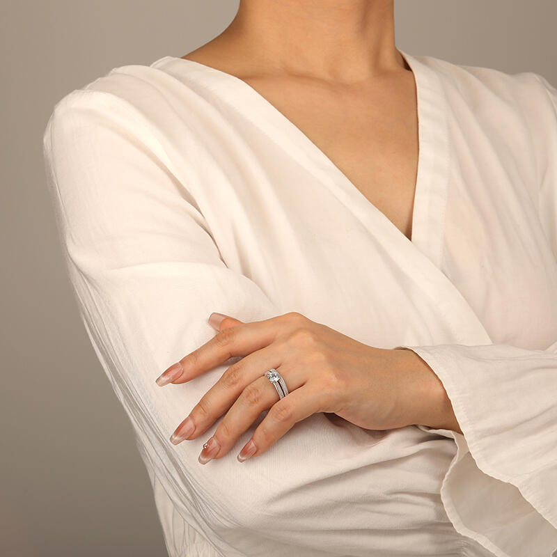 "You're My World" Round Cut 2pcs Bridal Set