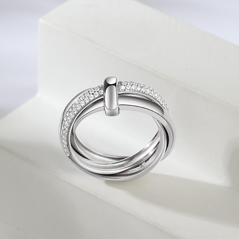 Jeulia Triple Link Knot Sterling Silver Ring