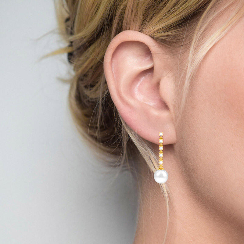 "Sea Mist" 7.5-8.0mm Freshwater Pearl Drop Earrings