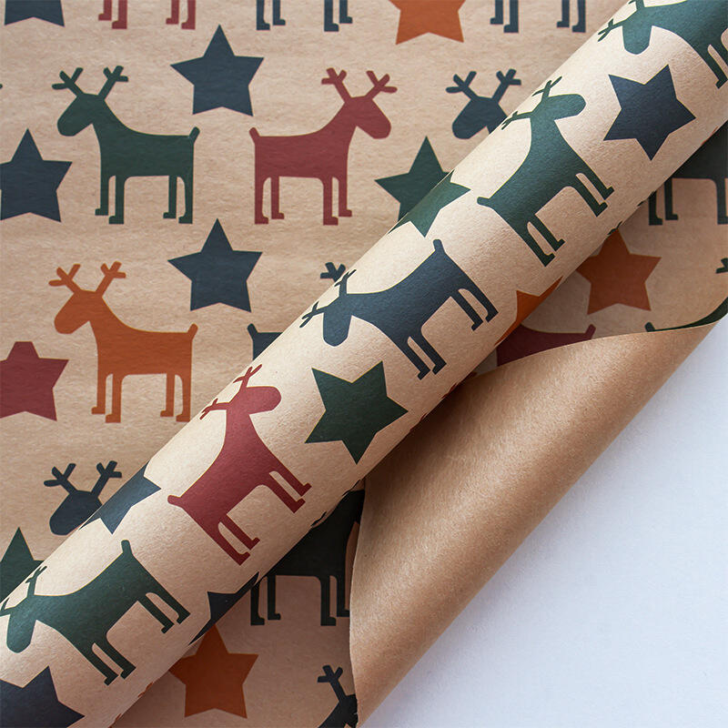 DIY Christmas Elk Snowflake Bell Wrapping Paper Gift for Family