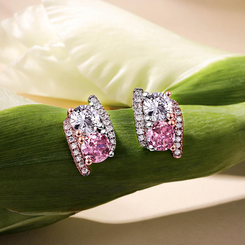 Jeulia Custom Two Tone Birthstone Stud Earrings