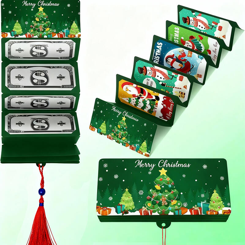Santa Claus Dollar Bill 10-Slot Red Envelope Surprise Party Money Cash Box for Christmas