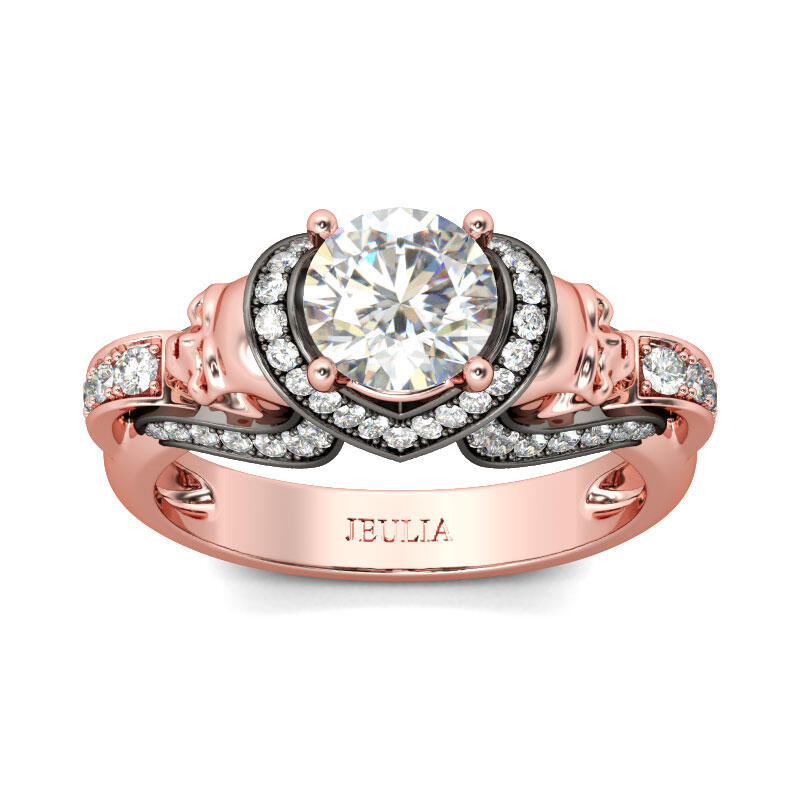 Jeulia Anillo único De Caravera De Talla Redonda En Plata De Ley