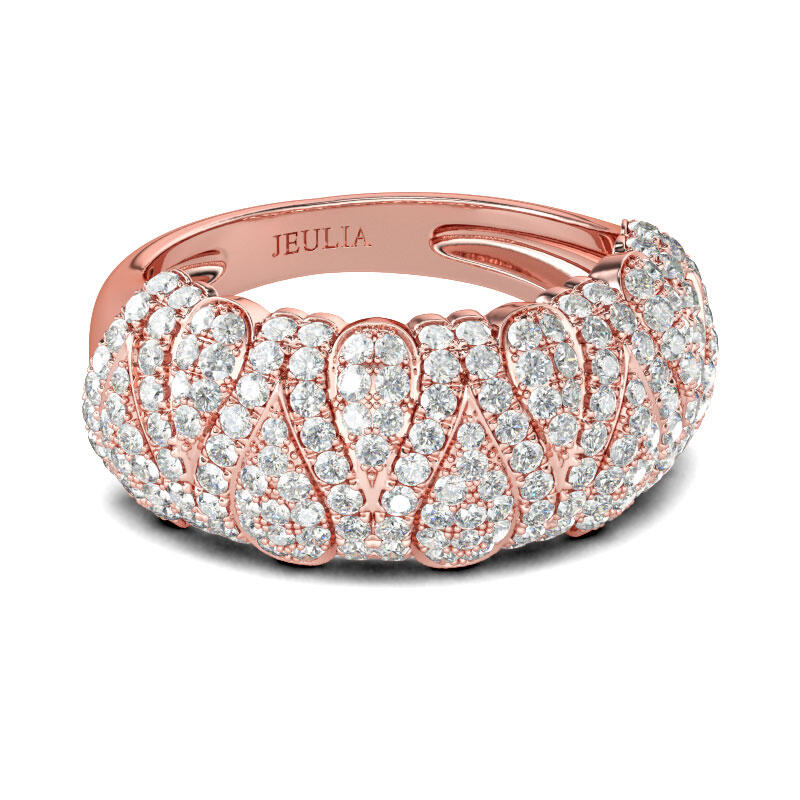 Jeulia Rose Gold Tone Round Cut Sterling Silver Women's Band