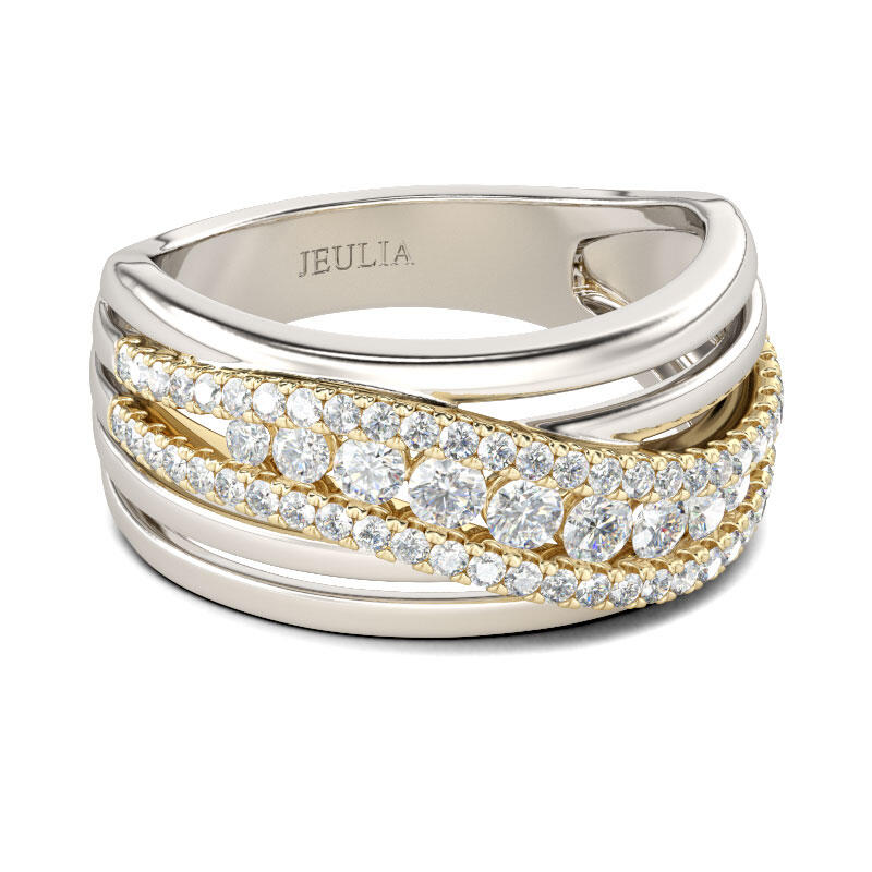 Jeulia Two Tone Intertwined Sterling Silver Women's Band