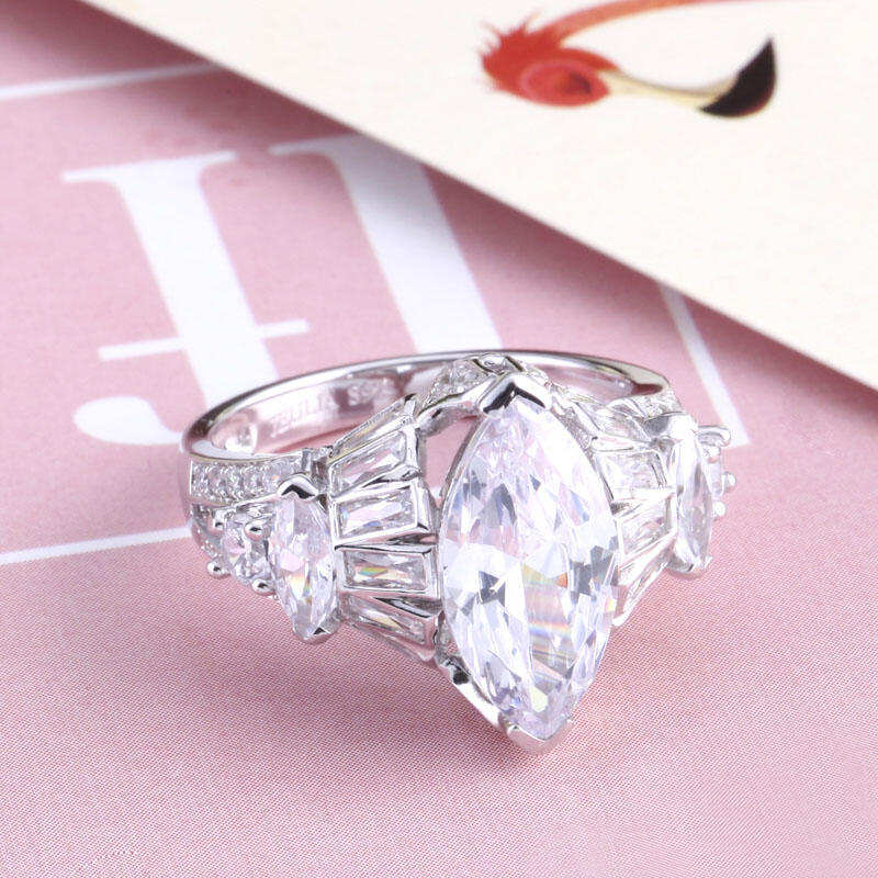 Jeulia Antique Marquise Cut Sterling Silver Ring