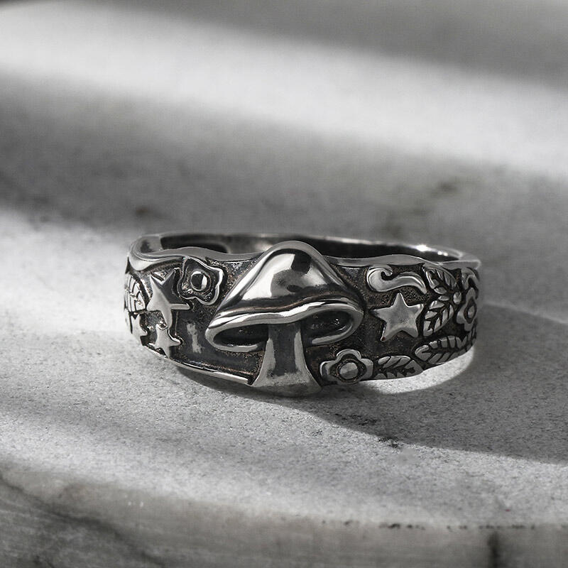 Jeulia Argolla vintage en forma de estrella de setas de plata de ley