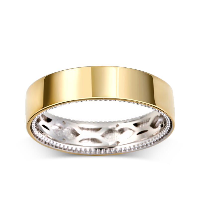 Jeulia Two Tone Floral and Leaf Carved Unique Sterling Silver Men's Band