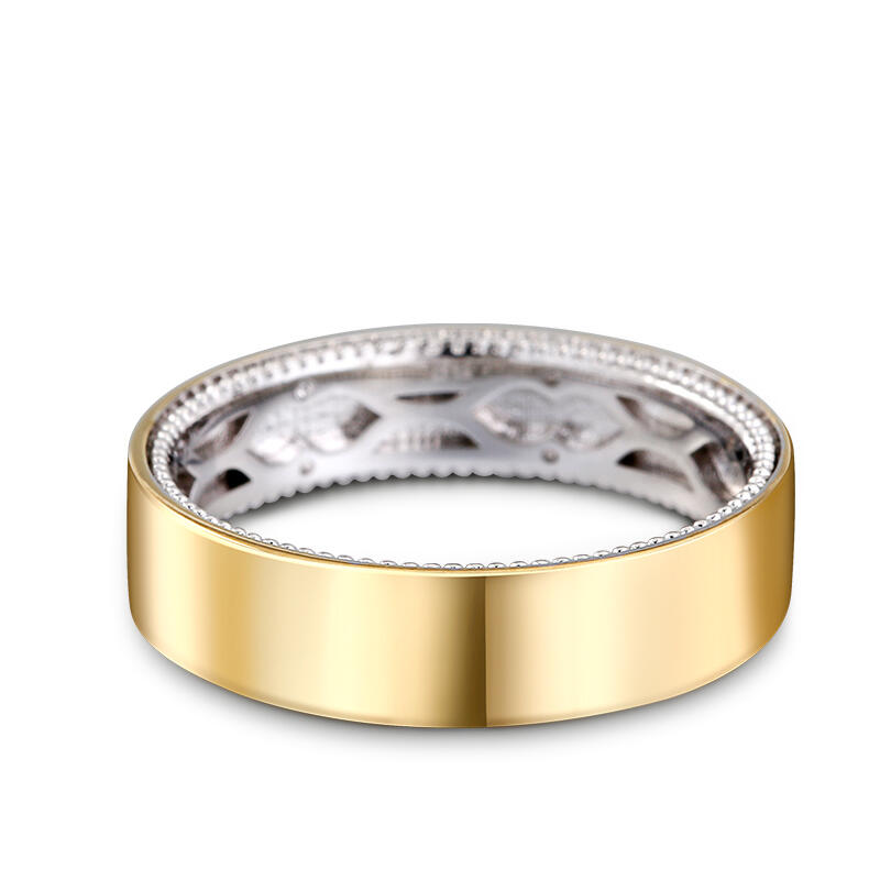 Jeulia Two Tone Floral and Leaf Carved Unique Sterling Silver Men's Band