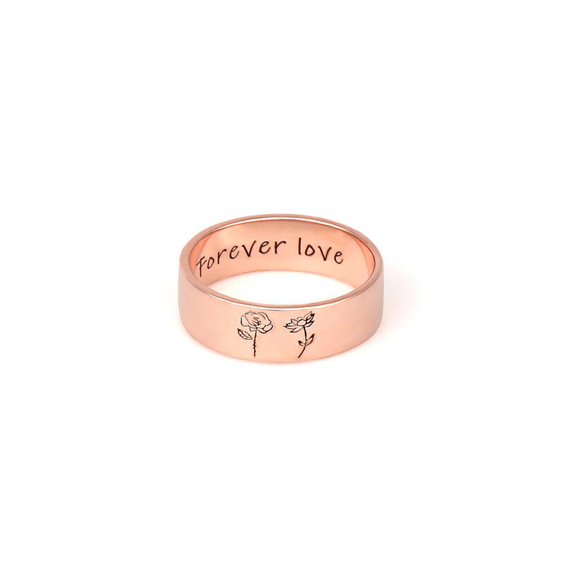 Custom Birth Flower Ring With Text