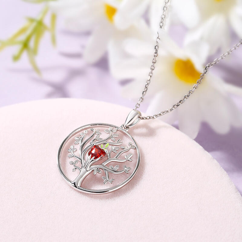 Jeulia Collar de plata de ley con corte de corazón "árbol de la vida"