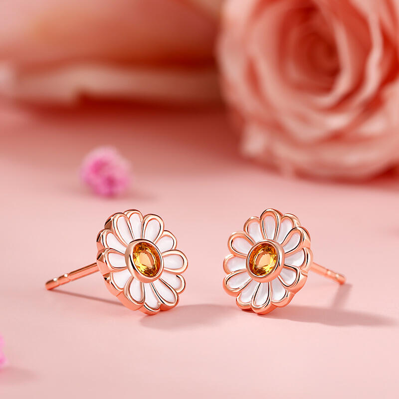 Jeulia "Small Daisy" Sterling Silver Children's Earrings