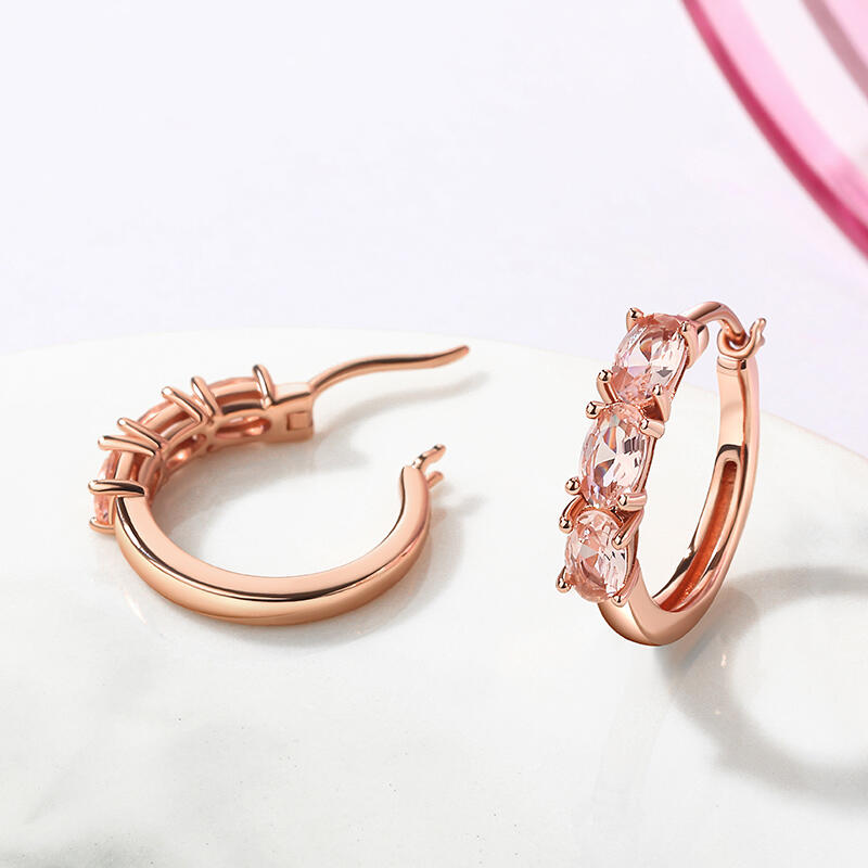 Jeulia Oval Cut Synthetic Morganite Sterling Silver Earrings