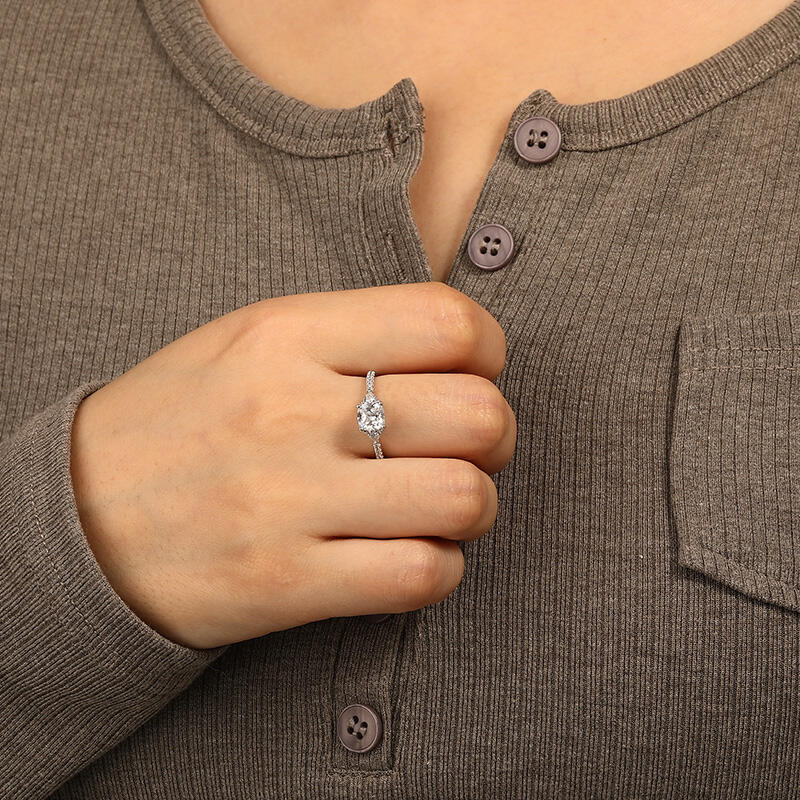 "The Light of My Life" Cushion Cut Three Stone Engagement Ring