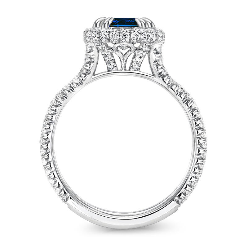 Jeulia "Captivating Brilliance" Emerald Cut Halo Sterling Silver Ring