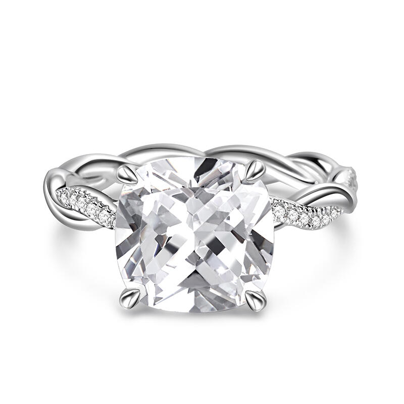 Jeulia Twist Cushion Cut Sterling Silver Ring