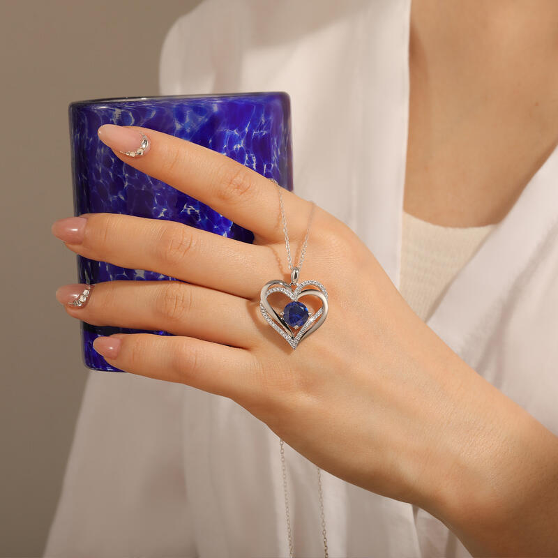 Jeulia Collar Personalizado Amor Eterno Doble Corazón con Piedra de Nacimiento