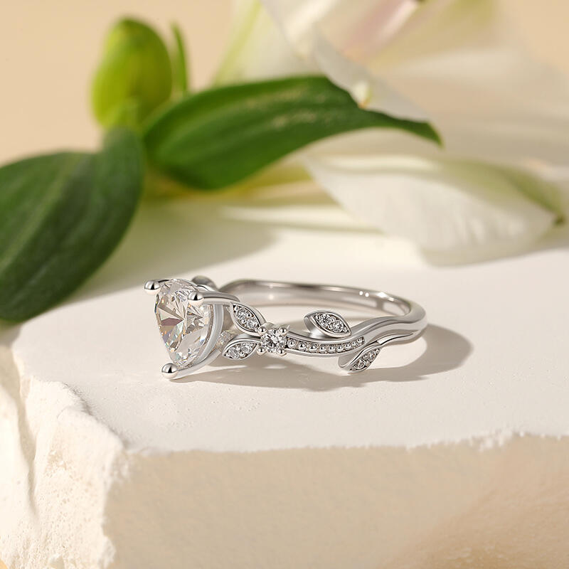 Jeulia Fine Vine Heart Engagement Ring Sterling Sliver