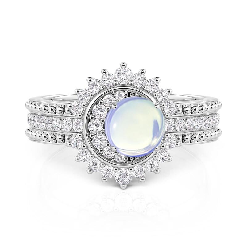 Jeulia Luna Astra Sun and Moon Eternity Ring Set 3PCS