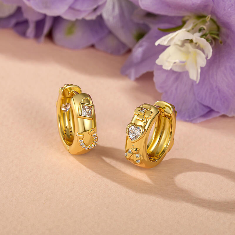 Jeulia "Lucky and Love" Hoop Earrings Sterling Silver