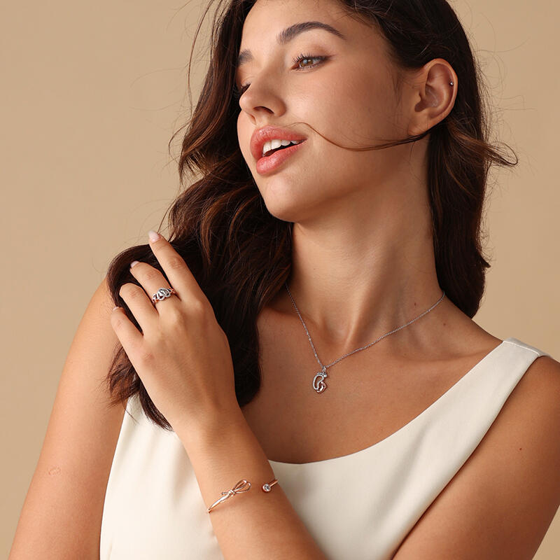 Jeulia "Baby's Footprints" Infinite Heart Sterling Silver Women's Band