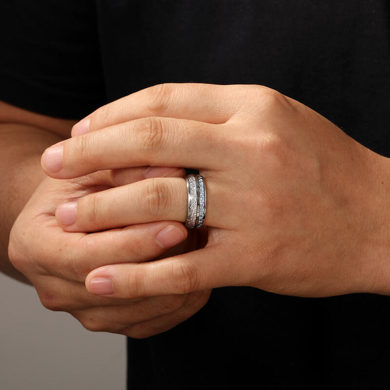 Jeulia Anillo de Tungsteno Clásico Minimalista para Hombres