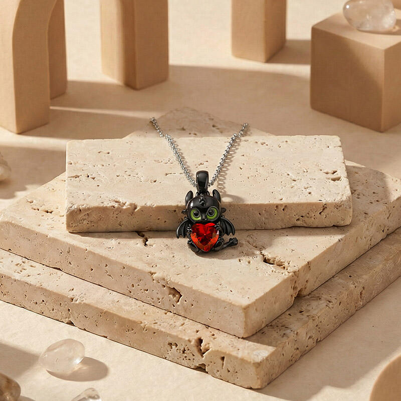 Jeulia Hug Me "Show Your Heart" Dragon Heart Cut Sterling Silver Necklace