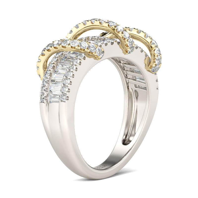 Jeulia Two Tone Intertwined Sterling Silver Women's Band