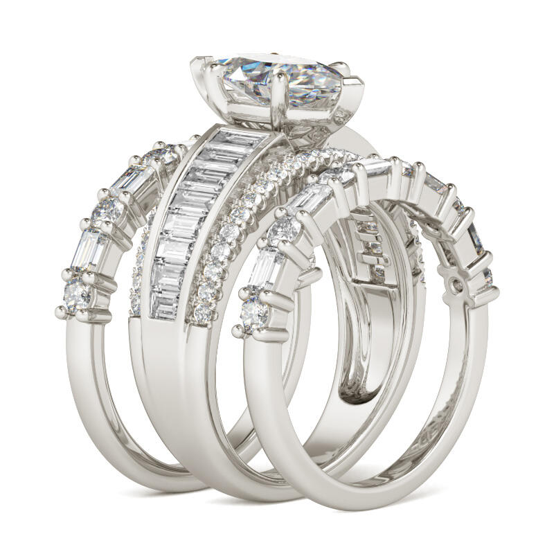 Jeulia Vintage Marquise Cut Sterling Silver Ring Set