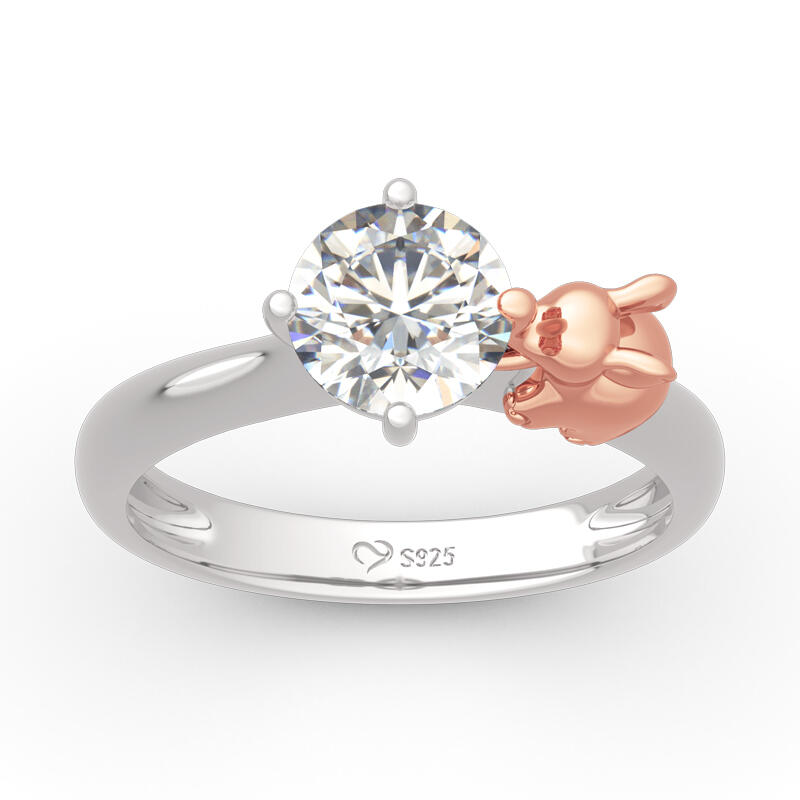 Jeulia 象 エレファント ラウンドカット シルバー リング