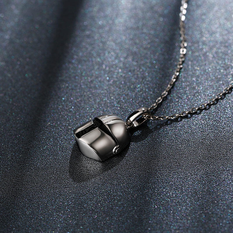 Jeulia T-visored Mask Design Sterling Silver Men's Necklace