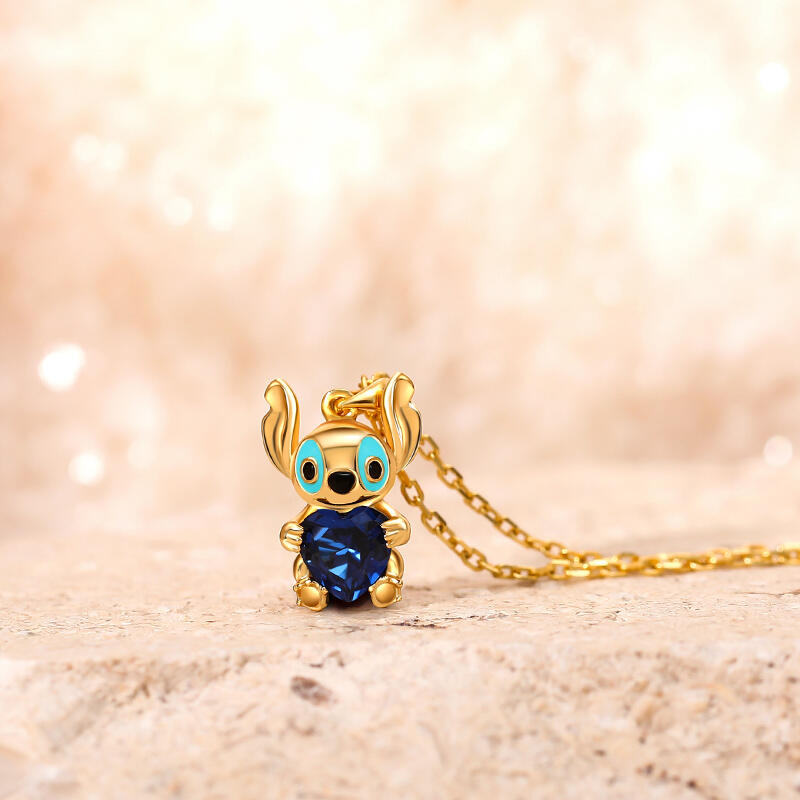 Jeulia Hug Me "Little Monster" Heart Cut Sterling Silver Necklace