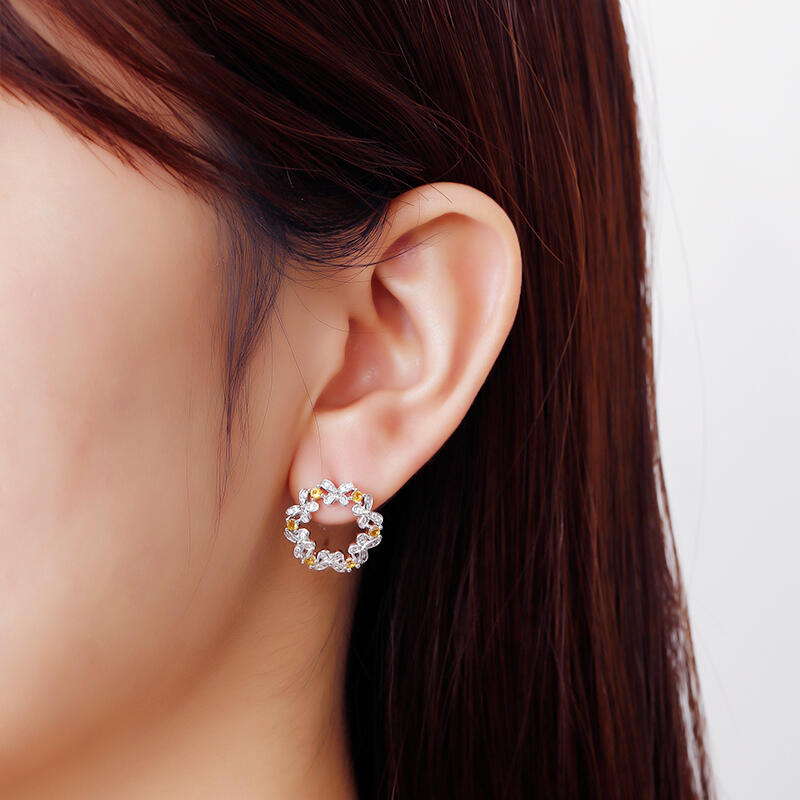Jeulia pendientes de plata de ley con mariposa piedra amarilla