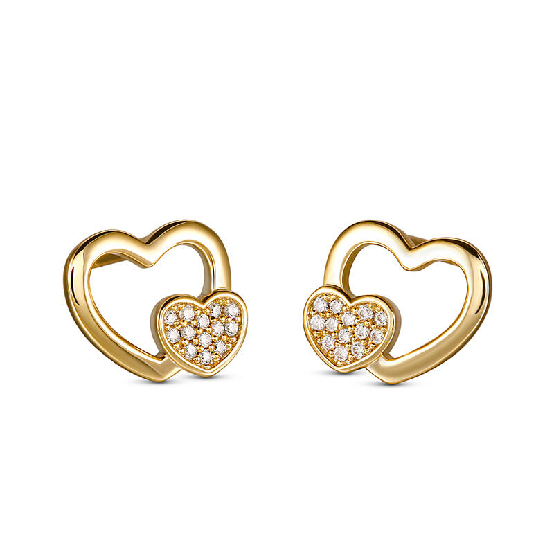 Jeulia "Better Together" Heart-shaped Sterling Silver Children's Earrings