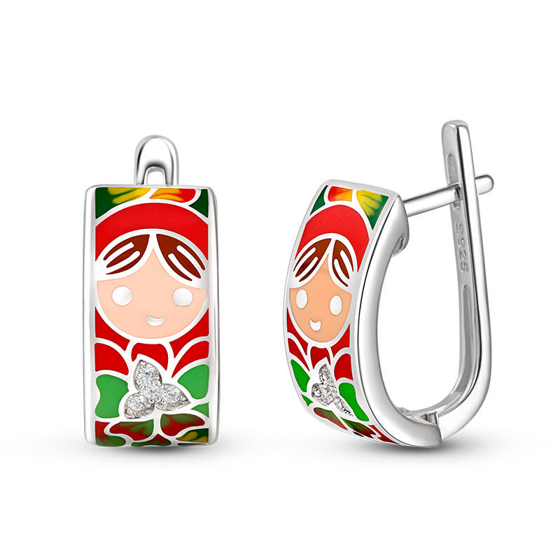 Jeulia "Make a Smile" Enamel Sterling Silver Earrings