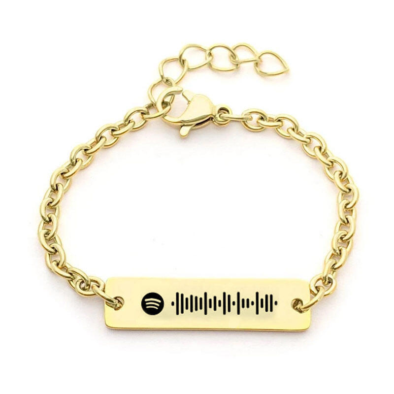 Jeulia Pulsera de acero inoxidable con código inicial de spotify escaneable