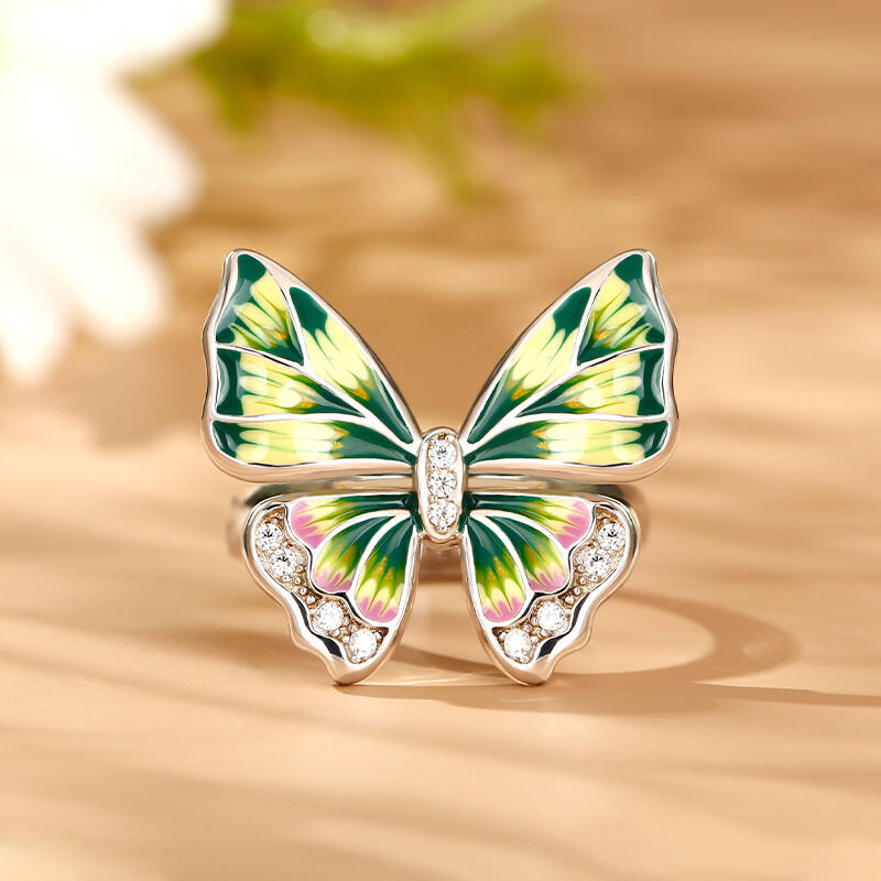 Jeulia "Mystical Butterfly" Enamel Sterling Silver Jewelry Set