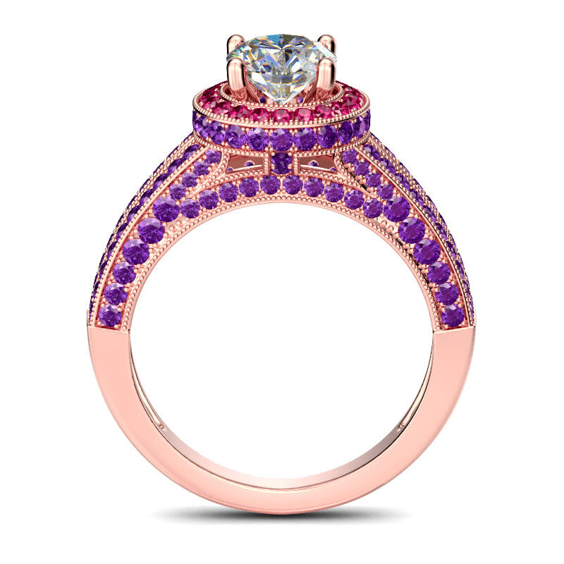 Jeulia Halo Round Cut Sterling Silver Ring