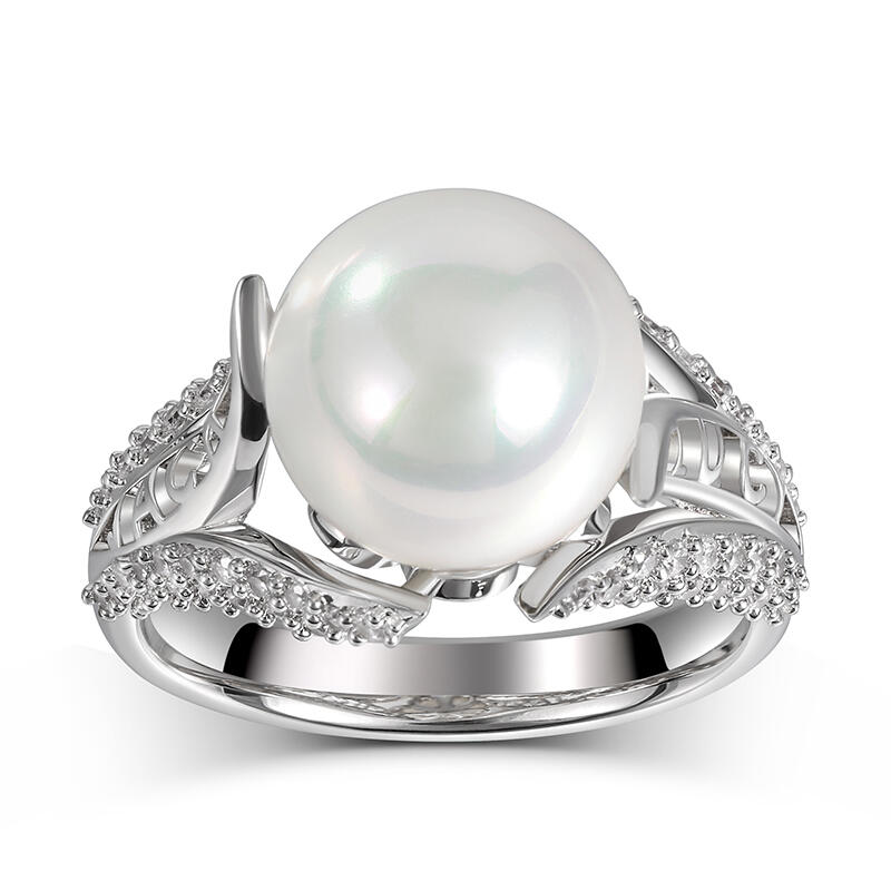 Jeulia Pearl Personalized Sterling Silver Ring