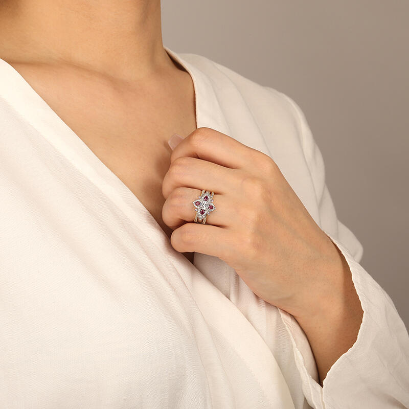 "For My Pure Angel" Cushion Cut Cluster Bridal Set