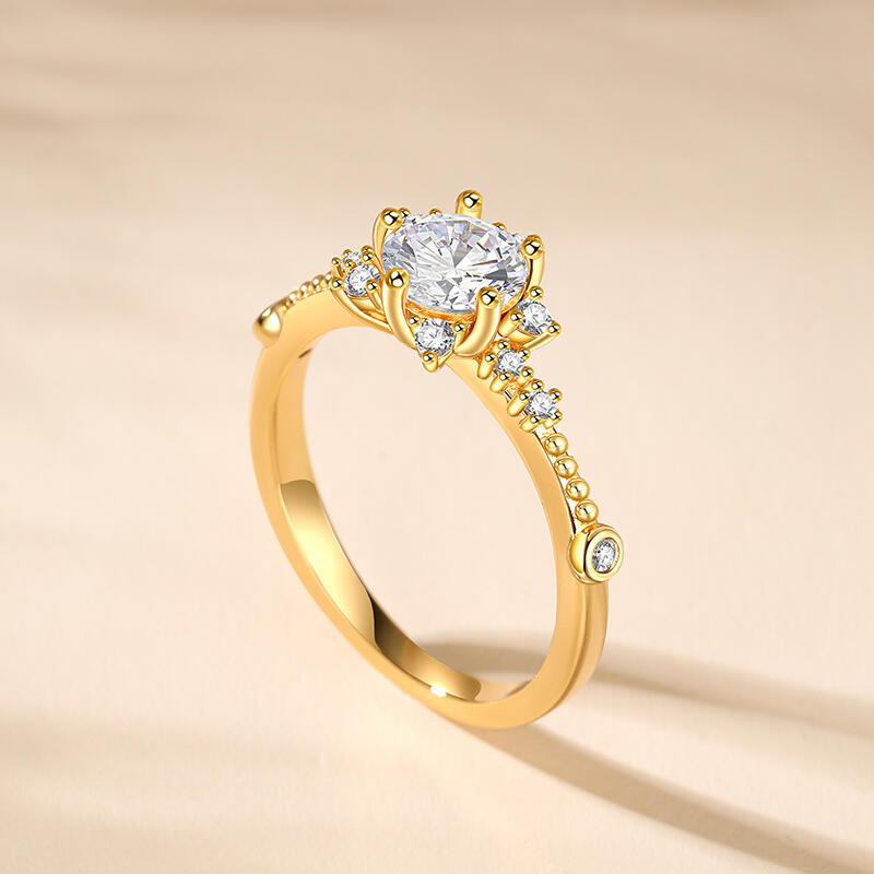 Jeulia Flower Ring Design Sterling Silver Round Cut