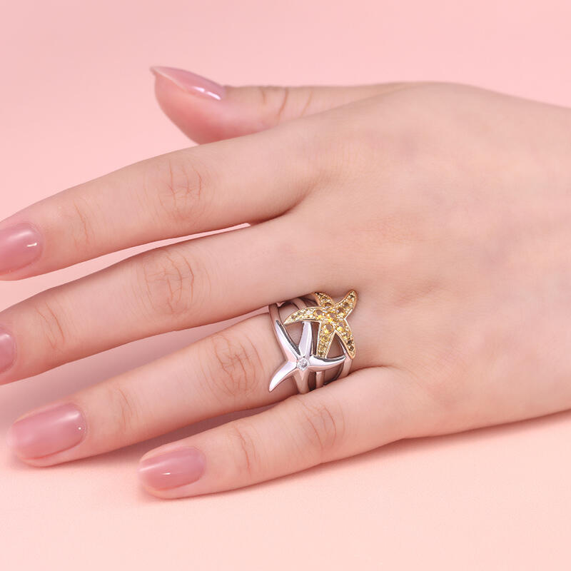 Jeulia Starfish Sterling Silver Ring