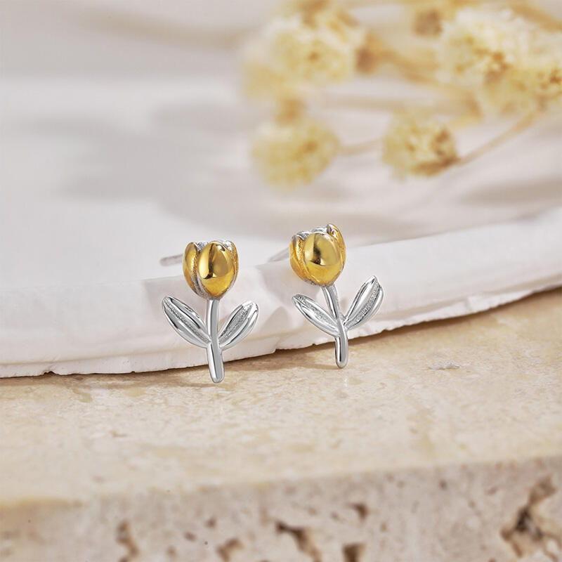 Jeulia Pendientes para Mujer de Plata de Ley con Forma de Tulipán