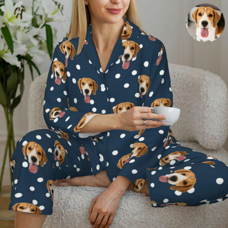 Pigiama personalizzato Modello a pois con foto personalizzata Design a colori opzionale Regalo perfetto per la persona cara
