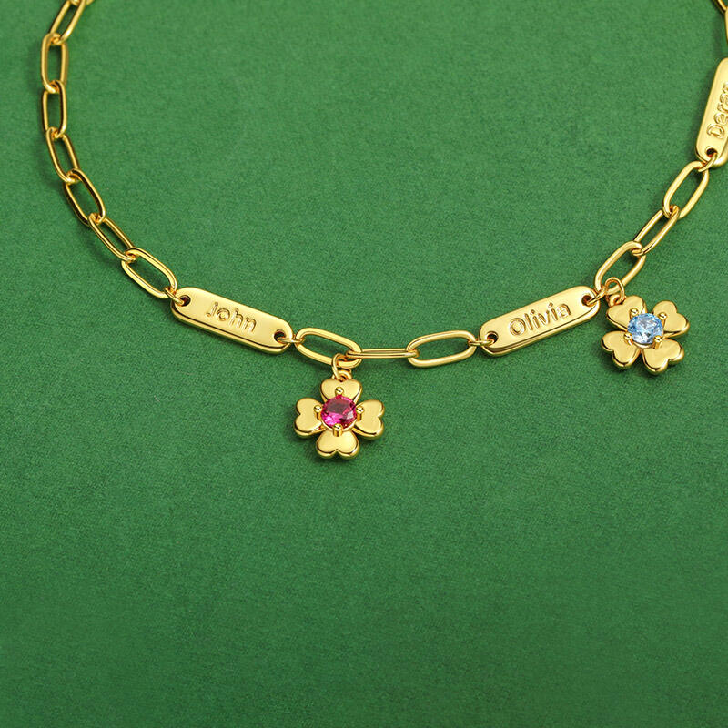 Jeulia Custom Name Flower Birthstone Bracelet