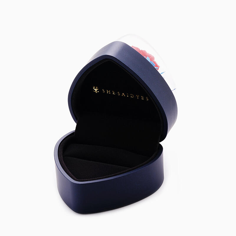 Herzförmige Schmuckdose "Bewahrte Ewige Rose" - Blau