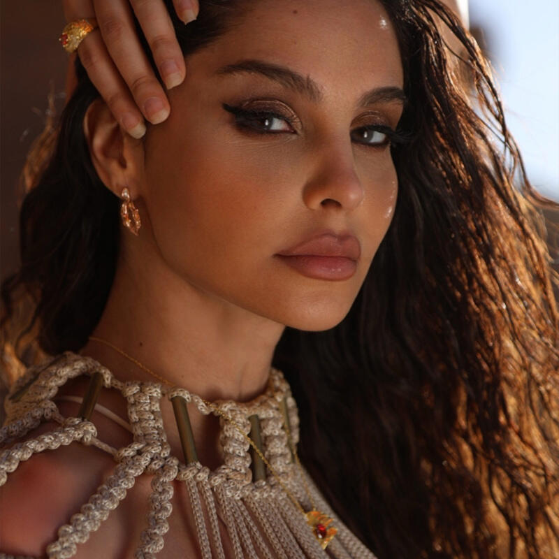 Jeulia x Leyla “Sunset Desert” Rose Gold Irregular Drop Earrings Sterling Silver