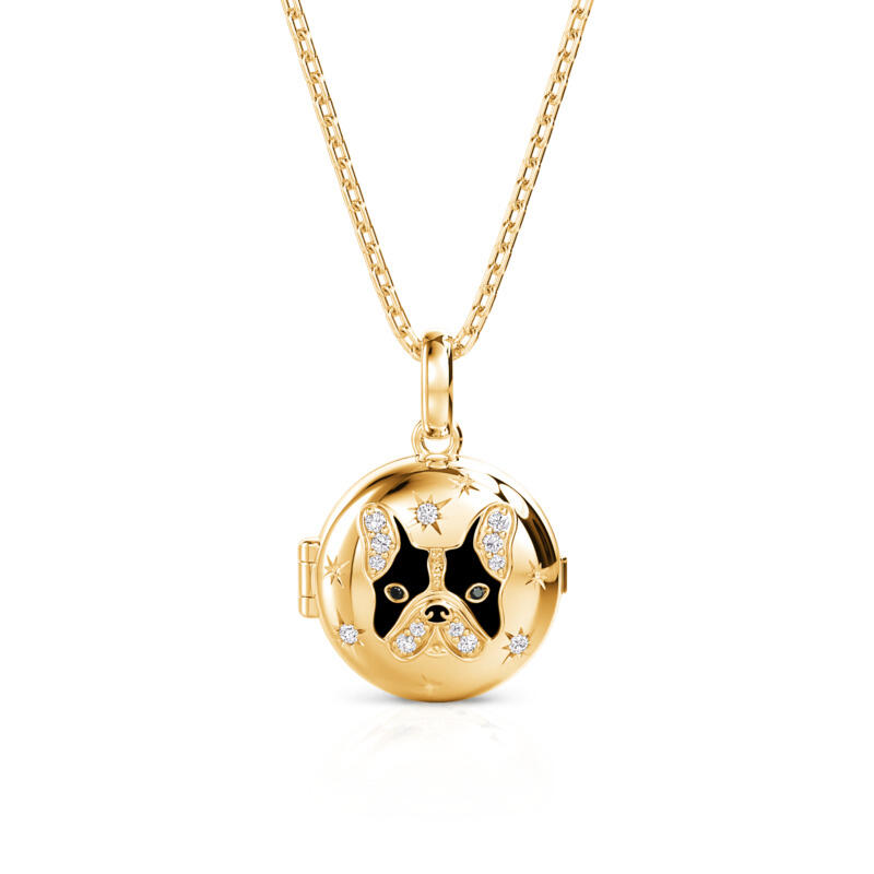 Jeulia Petland Collier Médaillon Photo Gravée Personnalisée Bulldog