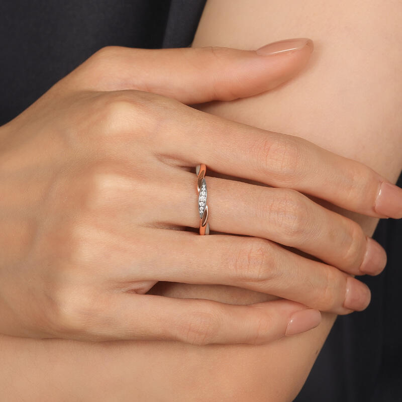 Jeulia Amore Two Tone Twist Ring for Women Sterling Silver