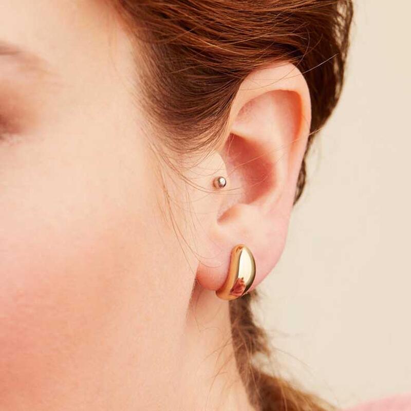 Jeulia Everyday Simple Gold Teardrop Stud Earrings